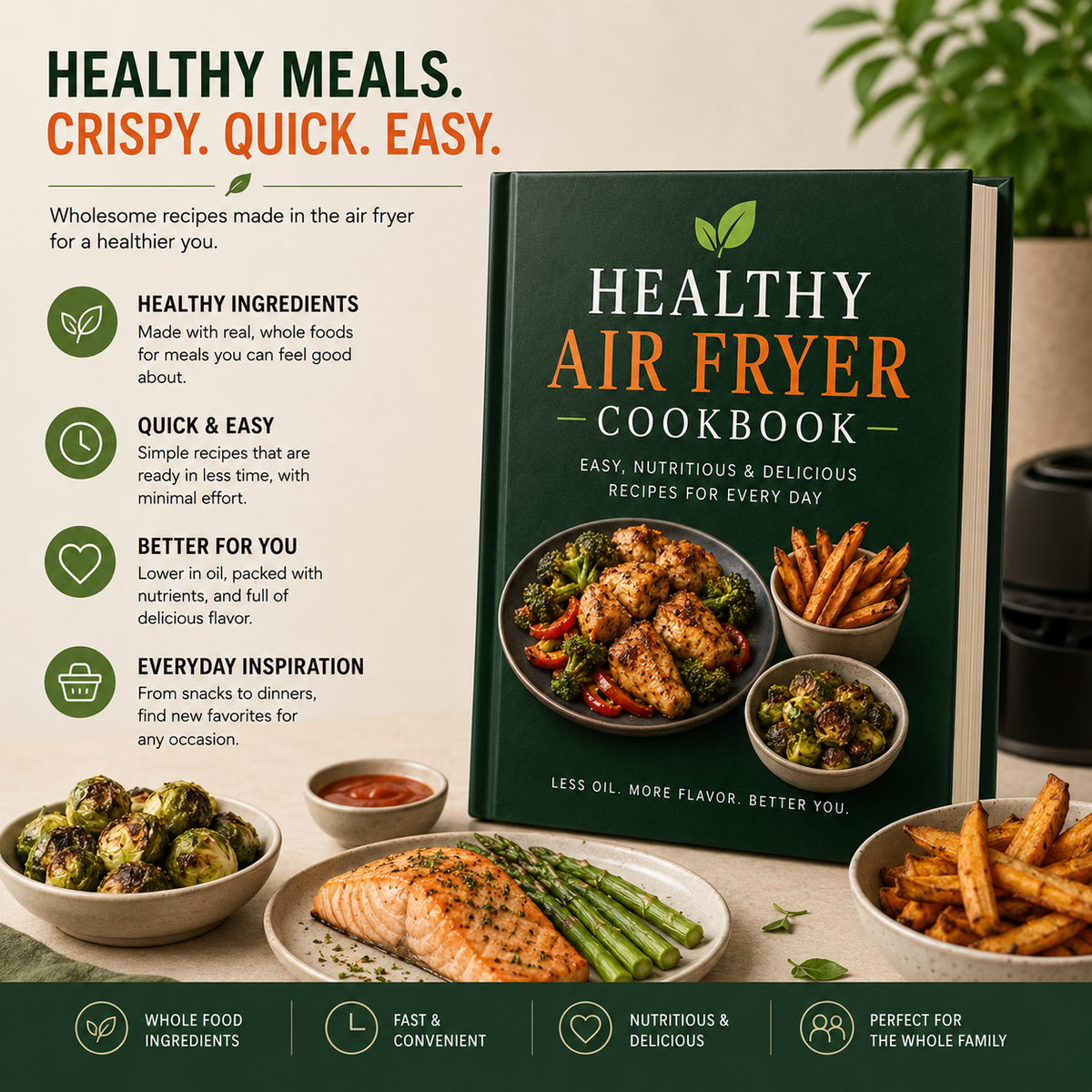 Healthy Air Fryer Cookbook | 30 Easy & Crispy Recipes for Everyday Cooking (PDF eBook)