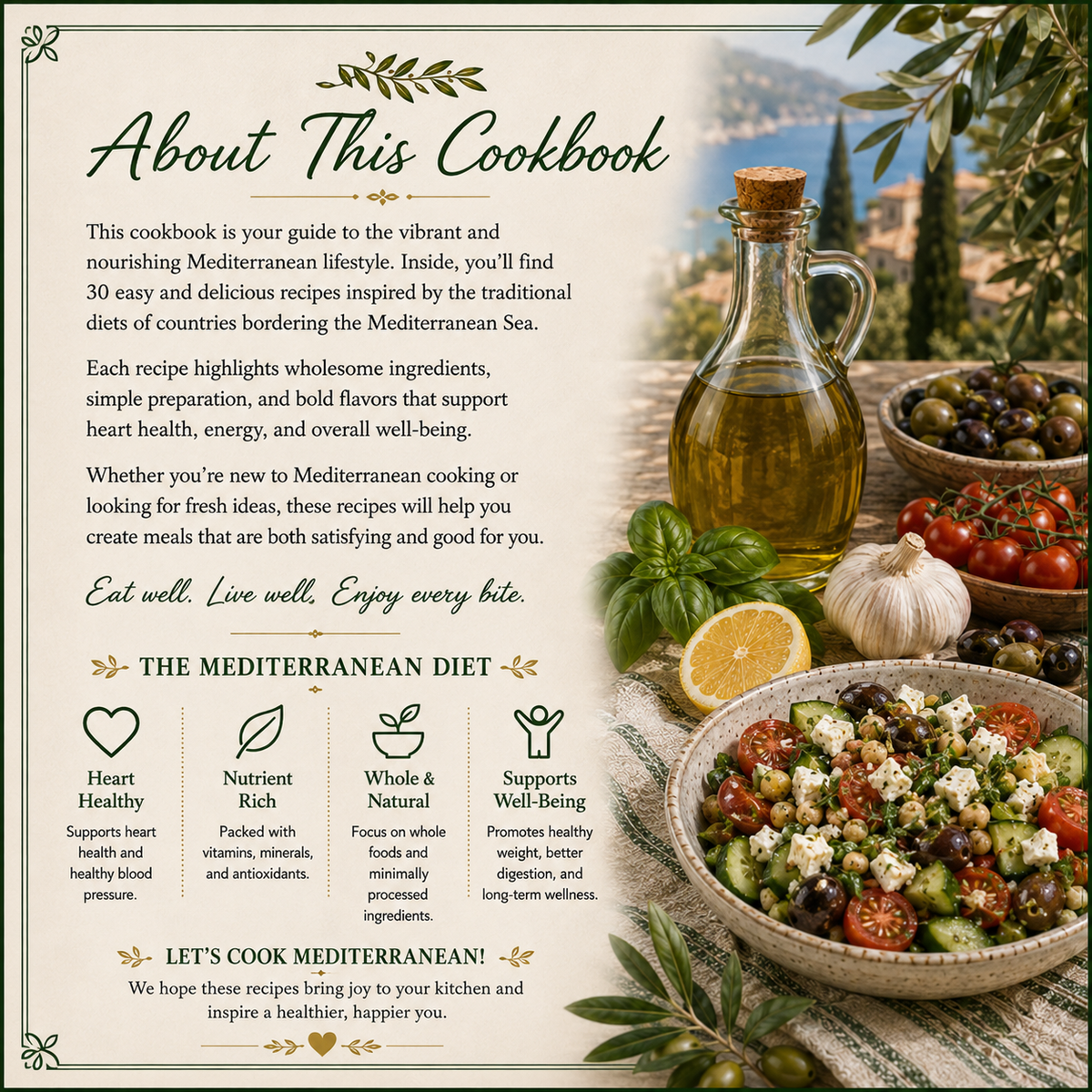Mediterranean Diet Cookbook | 30 Easy & Heart-Healthy Recipes (PDF eBook)